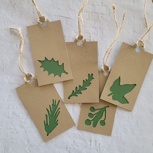Conjunto de etiquetas de regalo de vegetación navideña minimalista SVGs, archivo de corte digital DIY