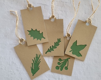 Minimalist Christmas Greenery Gift Tag Set SVGs, DIY Digital Cutting File