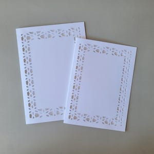 Tarjeta de felicitación plegada con borde de encaje, tamaño para sobres A6 y A7, archivo digital SVG para máquina de corte Cricut