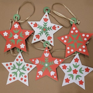 Ornamenti di stelle floreali scandinave e SVG ritagliati, file digitali a strati