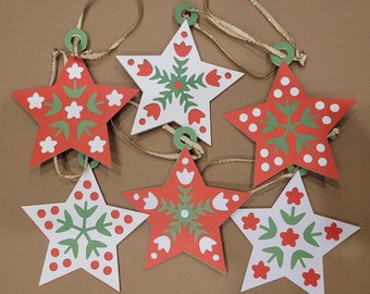Scandinavian Flower Star Ornaments and Cut Out SVGs, Layered Digital Files