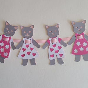 Saint-Valentin chat papier poupée bannière SVG, fichiers découpés numériques en couches