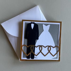 Carte carrée de mariage des jeunes mariés et enveloppe SVG, fichiers numériques de coupe en couches