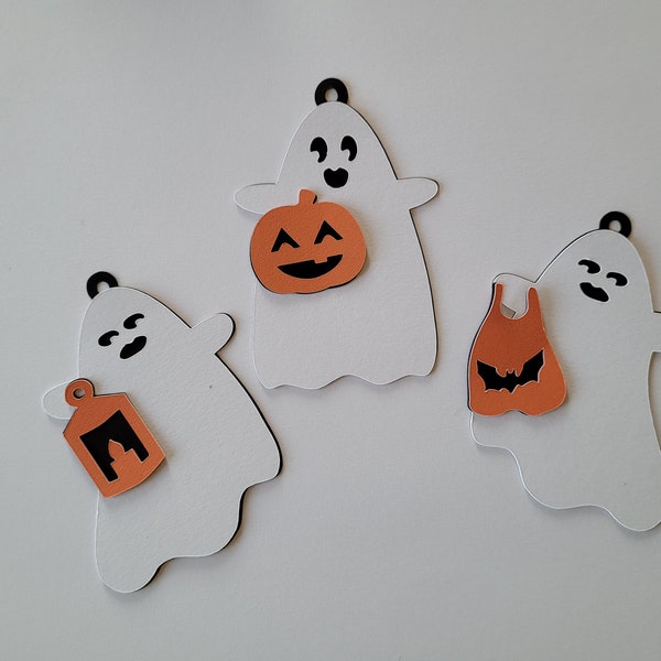 Trick or Treat Silly Ghost Ornaments or Cut Outs SVG, Layered Digital Images for Cricut