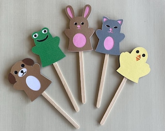 Conjunto de marionetas de dedo y palitos de animales pequeños SVG, archivos de corte digital