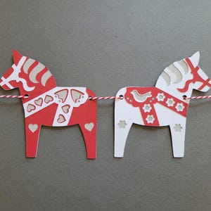 Banner e SVG ritagliati del cavallo Dala scandinavo, file digitali a strati