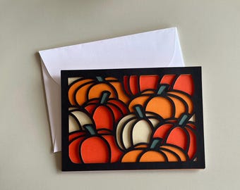 Pumpkin Patch Mandala A6 Card and Envelope SVGs,  Multi Layered Digital Cut Files