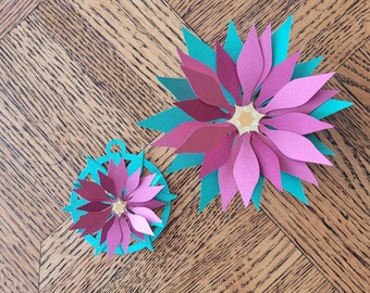 DIY Christmas Poinsettia Flower SVG, Make Elegant Stylistic Flower or Flower Ornament with Cricut Instructions
