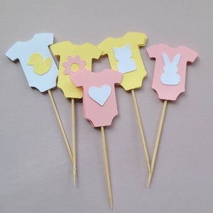 Bebé niña Onesies ducha Cupcake Toppers SVG, conjunto de archivos digitales en capas