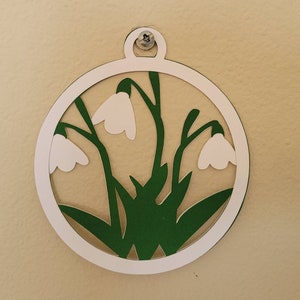 Dänische Schneeglöckchen Ornament SVG, dreischichtige einfach geschnittene Dekoration digitale Datei