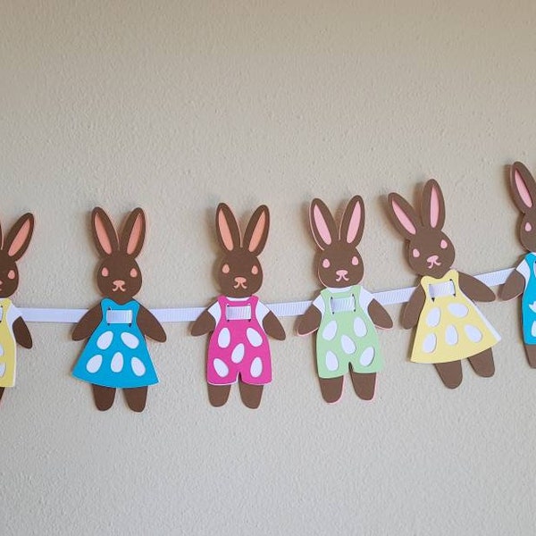 Paper Doll Easter Bunny Banner SVG