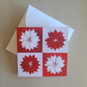 Tarjeta navideña cuadrada con cuatro flores de Pascua y sobre SVG, archivo de corte digital