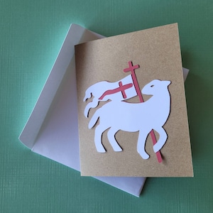 Imagem SVG em camadas do Cordeiro de Deus da Páscoa, arquivo de cartão e envelope para máquinas Cricut