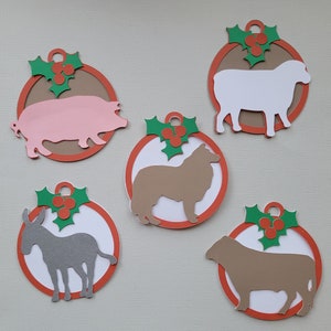 Christmas Farm Animal Ornament SVGs, Layered Digital Files image 1