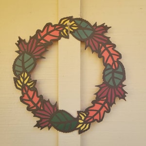 Fall Leaves Wreath SVG, Five Digital File