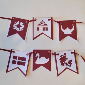 Archivos SVG de banderines daneses, archivos digitales de banderines de seis capas para Cricut