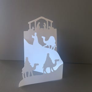 Tarjeta de Navidad de los Reyes Magos con tres pliegues y sobre SVG, archivo de corte digital