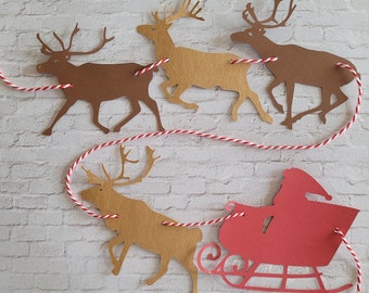 Reindeer and Santa Garland SVG, DIY Christmas Cricut Banner Digital File