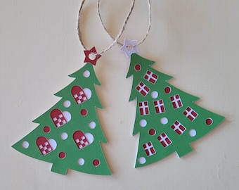 Danish Flag & Heart Basket Christmas Tree Ornaments SVG (Digital Files)