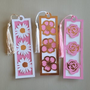 Conjunto de marcadores de flores SVGs, archivos de corte digitales de tres capas para máquina Cricut