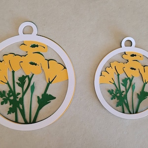 California Poppy Ornament SVG, Three layered easy cut decoration Digital File