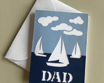 Father's Day Sailboats Dad A6 Card and Envelope SVG, Digital Cut File
