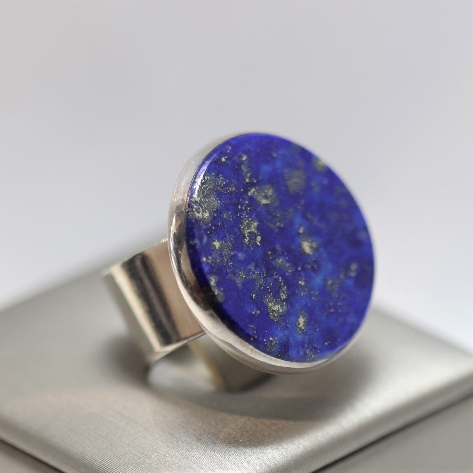 Blue Stone Silver Ring Etsy