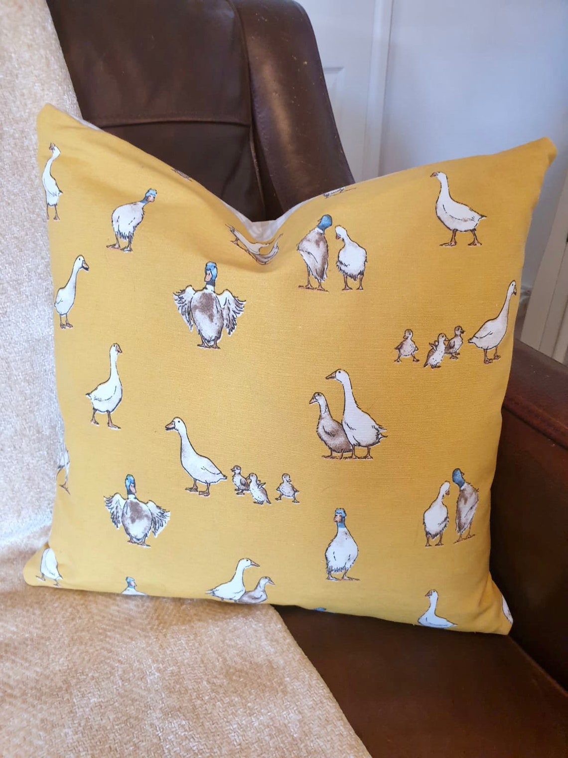 Duck Theme Fabric Cushion Cover. Handmade UK Etsy