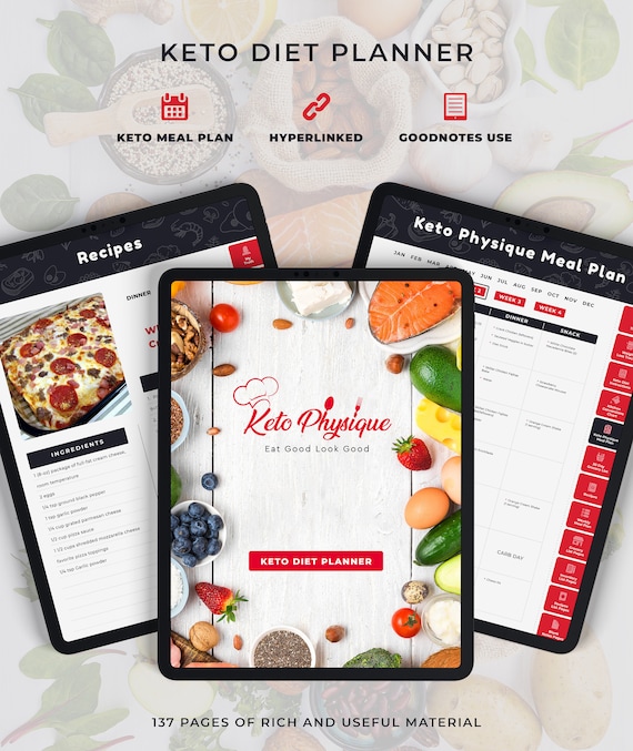 KETO DIET PLANNER - Food Planner - Digital Weight Loss Keto Planner - Keto Journal Digital Download - Ipad Planner Self Care Planner