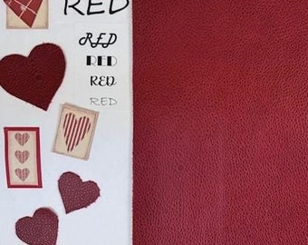 RED Embossed Leather with Shagreen Pebbled Graining, Pre-cut Pieces, Pieces Sold Separately