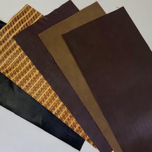 12" x 24" Leather Scraps, Browns and Black Pre-cut Pieces, Pieces Sold Individually.