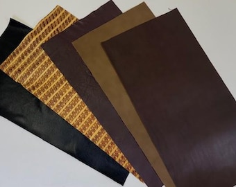 12" x 24" Leather Scraps, Browns and Black Pre-cut Pieces, Sold Separately.