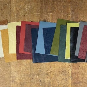 Medium Square Scraps of Premium Italian Leather (Pieces 4”x 6”, 6”x8”, up to 5&quot;x 9, 15-20 per pound) - Remnants, Offcuts, Scraps of Leather
