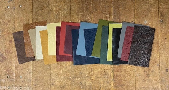 Medium Square Scraps of Premium Italian Leather (Pieces 4”x 6”, 6”x8”, up to 5"x 9, 15-20 per pound) - Remnants, Offcuts, Scraps of Leather