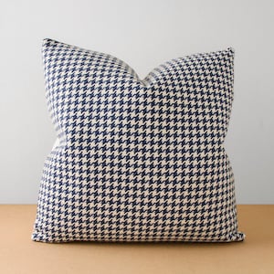Navy and Cream Houndstooth Mid-Century Modern Pillow Cover | Stitched in Atlanta, GA | 'Marple'