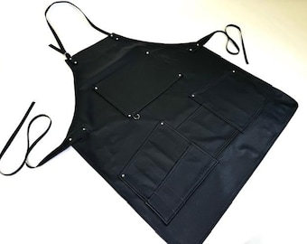 PREMIUM Italian Black Leather Work Apron with Multiple Tool Pockets, ONE SIZE | Handmade in our Atlanta workshop