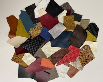 Multi Color Italian Leather SMALL Scraps  | Perfect for Small Projects | Average Size 2" - 3" Assorted Shapes