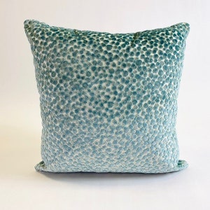 Shimmering Shades of Turquoise Spots Textile Pillow Cover | Stitched in Atlanta, GA | 'Charlotte Amalie'