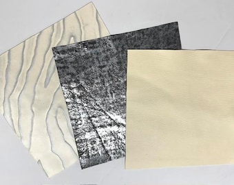 Embossed Creamcicle, Silver, Cream Reptile Leather Scraps, 12" X 12" Pieces Sold Individually.