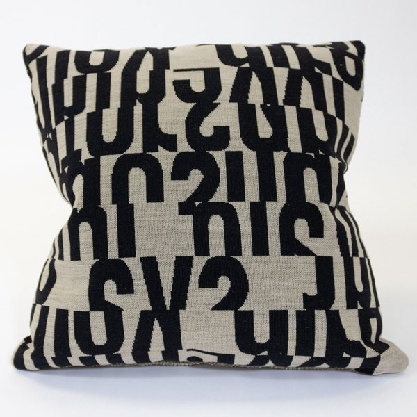 Maharam Letters, Classic Design in Black and Taupe, Woven Pillow Cover | Stitched in Atlanta, GA | 'Bergen'