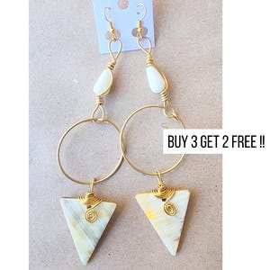 951 Dangle and Drop Earrings, Gold Earrings Set, Brass Earrings, Boho Earrings, Gifts For Her, Ethnic Earrings, Birthday Gift, Bone Earrings