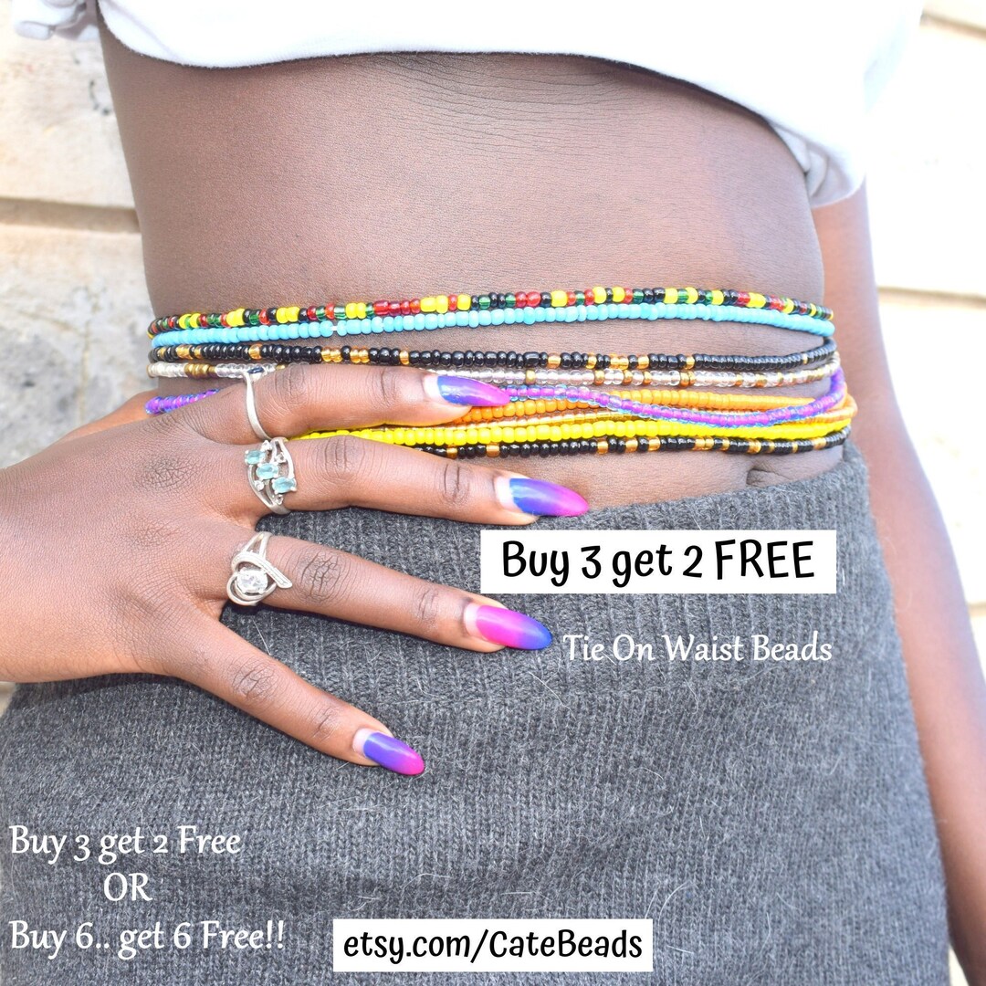 Weight Loss Beads, Tie on Waist Beads, Waist Beads Black Owned, Waist