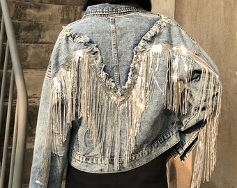 Jean jacket with shingles Clearance
