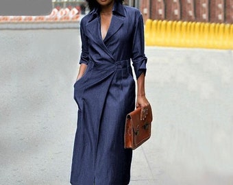 Denim Wrap Dress  Etsy