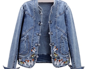 denim jacket chinese collar