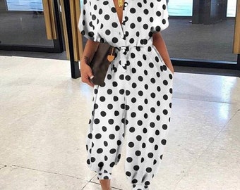 Polka Dot Jumpsuit Etsy Polka Dot Jumpsuit Etsy