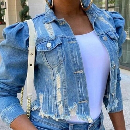 Distressed Denim Jeans Jacket 