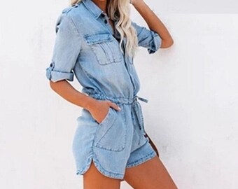 Vintage Blue Denim Sleeveless Dress 