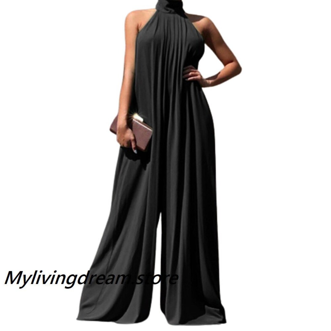 Elegant Evening Jumpsuit Overalls Halterneck Style Rompers in 3 Colours ...