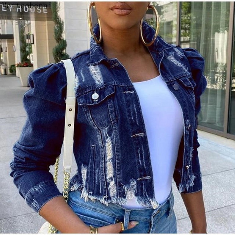 Streetwear Vintage Style Distressed Denim Jeans Jacket in - Etsy